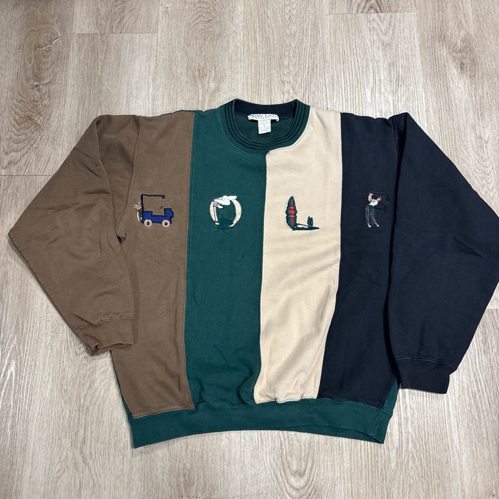 Vintage Sweatshirt M Pullover Great Lakes Recreation Golf Colorblock Golfing